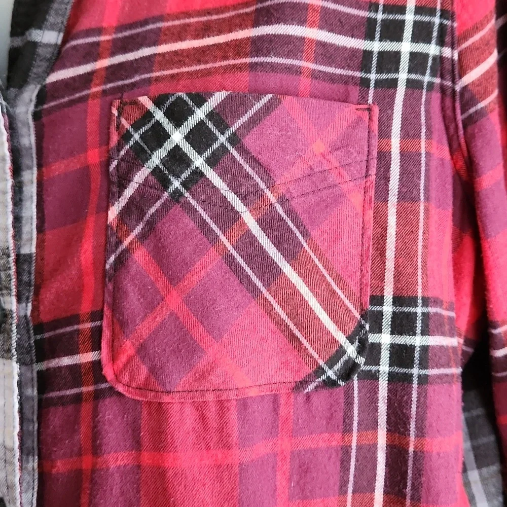 Eddie Bauer Red, Black and Gray Plaid Shirt - Picture 4 of 13